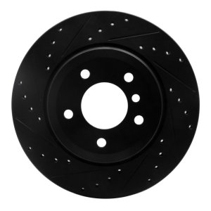 BMW 135I Brake Rotor (1) - Rear Left - R1 Concepts - Drilled & Slotted - Black - `08-`13